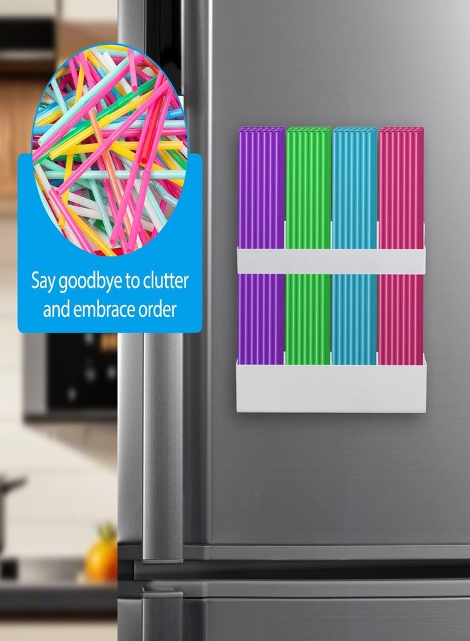 FjiProu Straw Holder, Large Magnetic Straw Holder Tumbler Straws Organizer Storage Carbon Steel Material, Space-Saving Accessories Organizer Storage Dispenser, for Kitchen Counter Cupboard(White) (Detachable) - Image 4